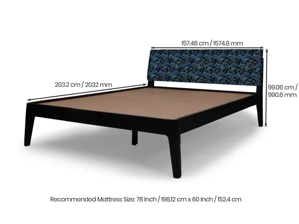 Prism Solid Wood Queen Size Double Bed with 6 Inches Latex Foam Mattress